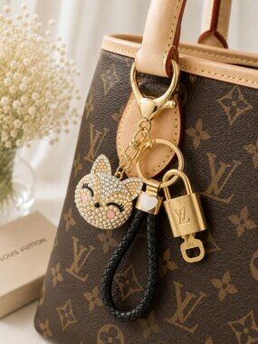 Louis Vuitton Gold Lock Authentic LV Key Unbranded Bunny Head Bag Charm HD4829